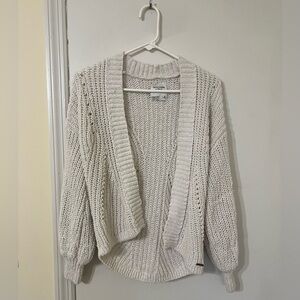 Abercrombie & Fitch Sweater Women's Size XS White Cable-Knit Open Front Cardigan
